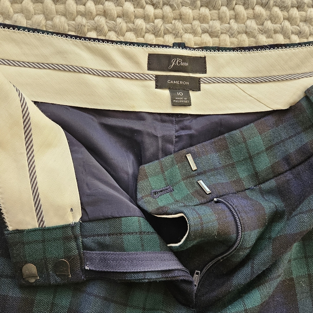J. Crew Wool Plaid Cameron Pants Size 10 - Picture 3 of 5